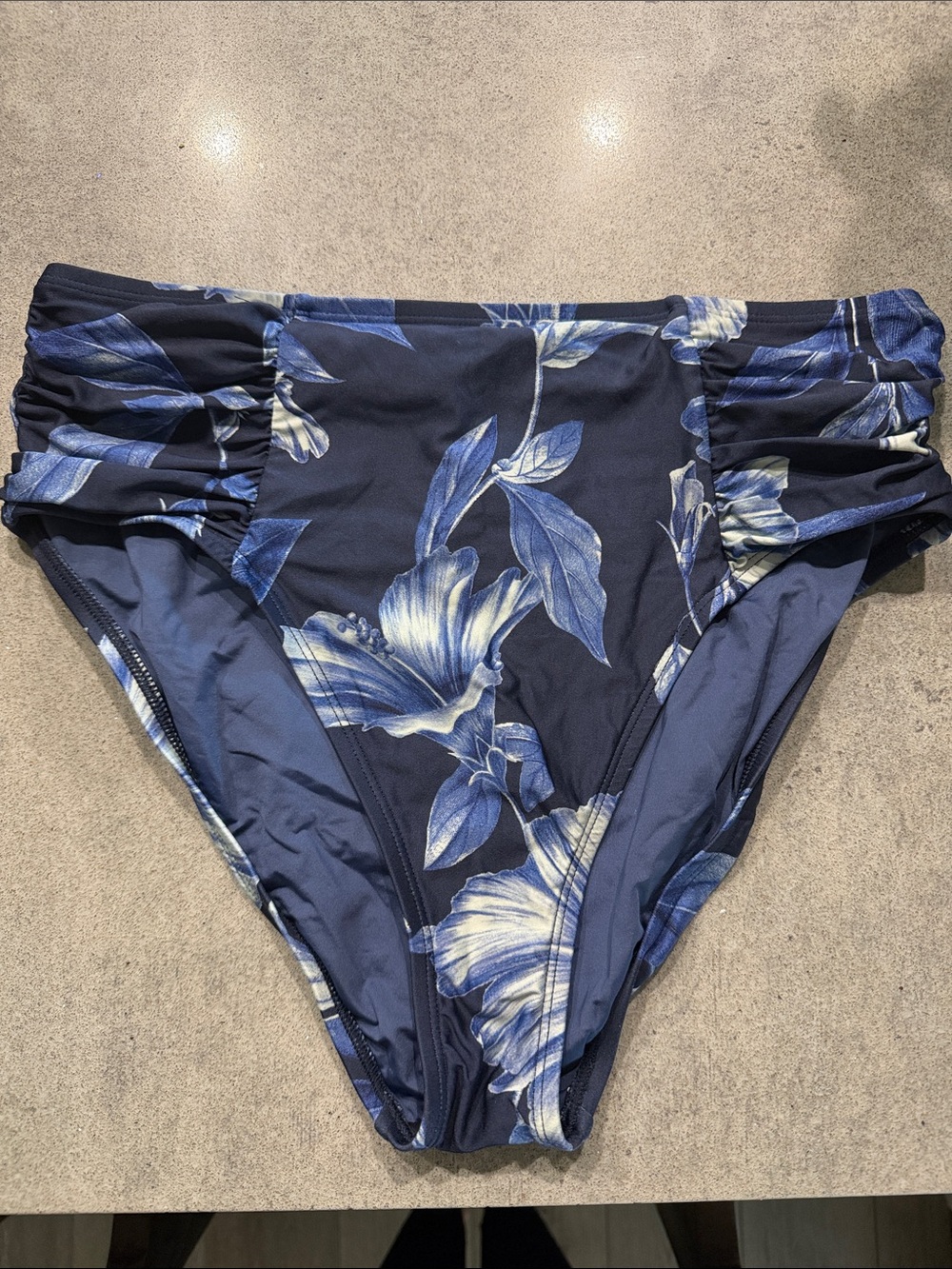 La Blanca Navy & Light Blue Floral High-Rise Swim Bottoms